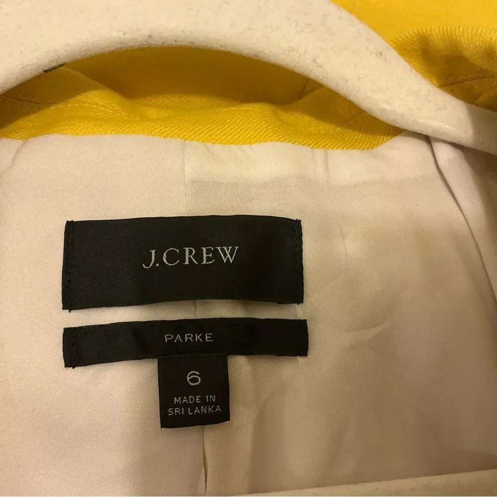 J. Crew Parke Bright Yellow Women's Single-Button Blazer linen blend size 6